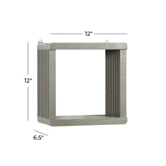 Gray Wood Contemporary Wall Shelf, 12" x 12" x 7"